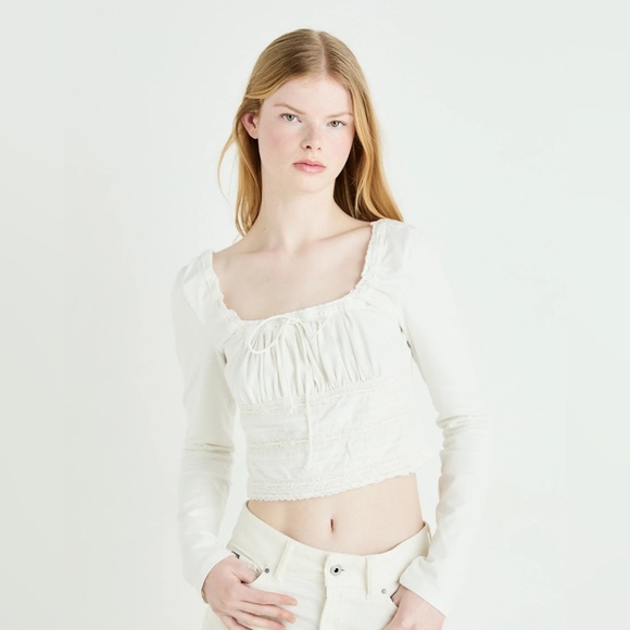 🌻🆕FREE PEOPLE Scarlet Smocked Long Sleeve-Ivory color-Size Medium - Picture 7 of 13